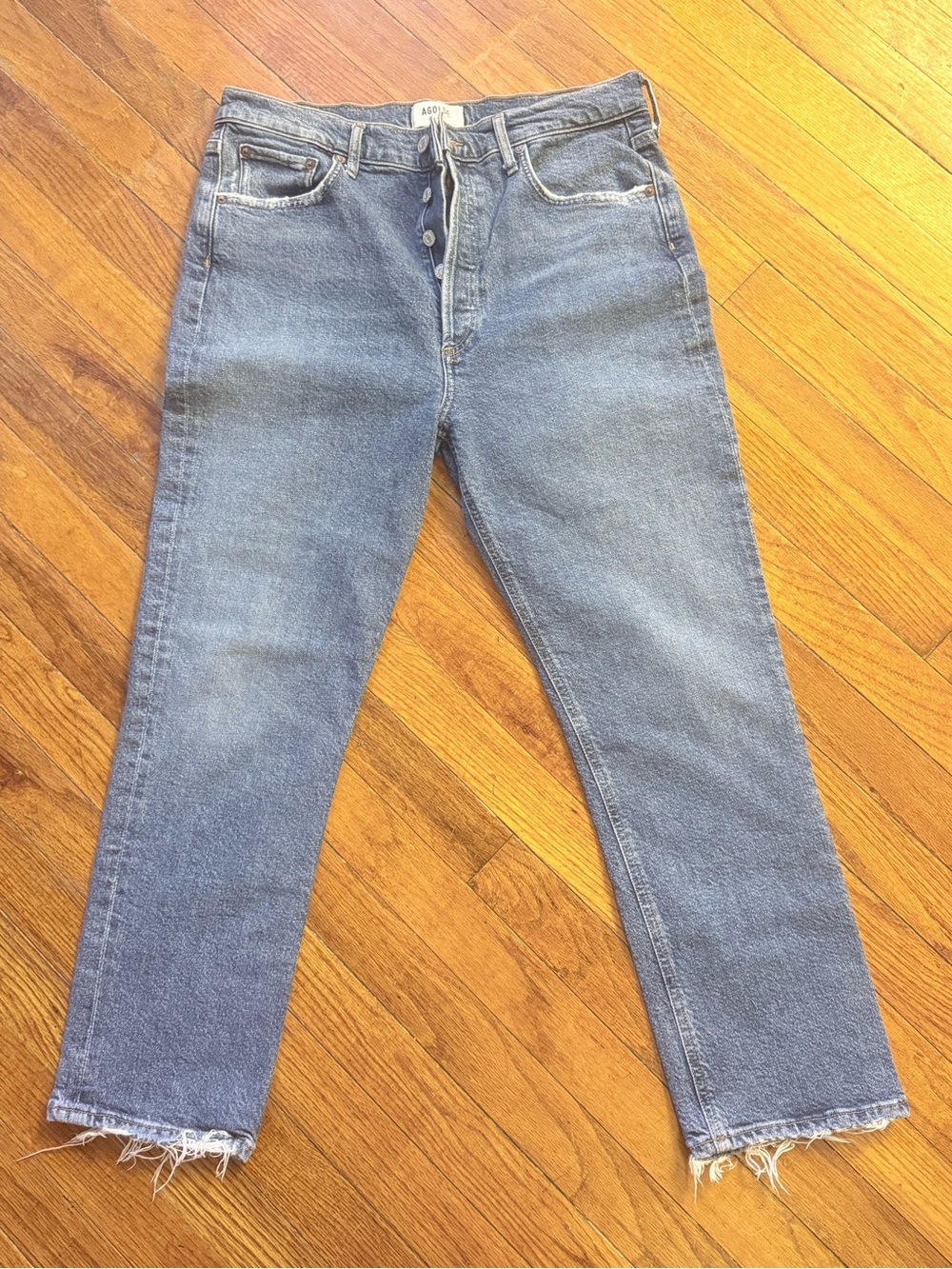 AGOLDE Los Angeles Jeans Size 30 Button Fly Raw Hem Medium Wash